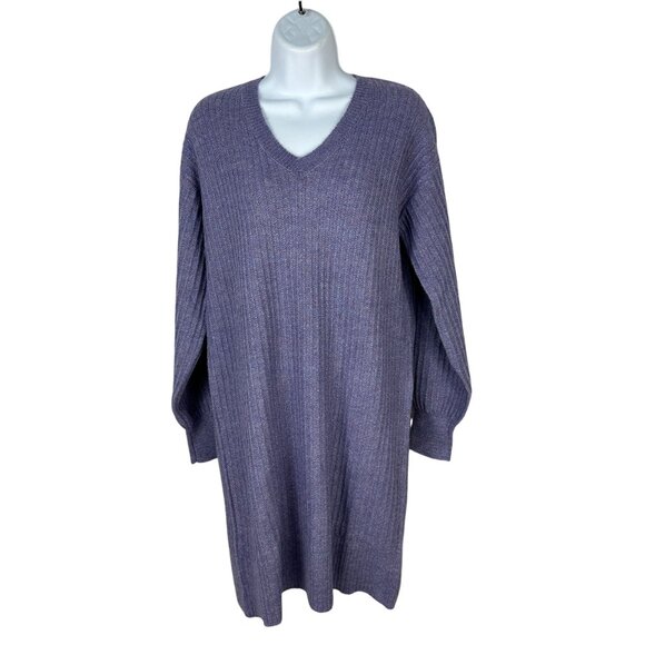 Jessica Simpson Mystical Heather Ribbed Knit V-Neck Sweater Dress Small - Picture 1 of 8